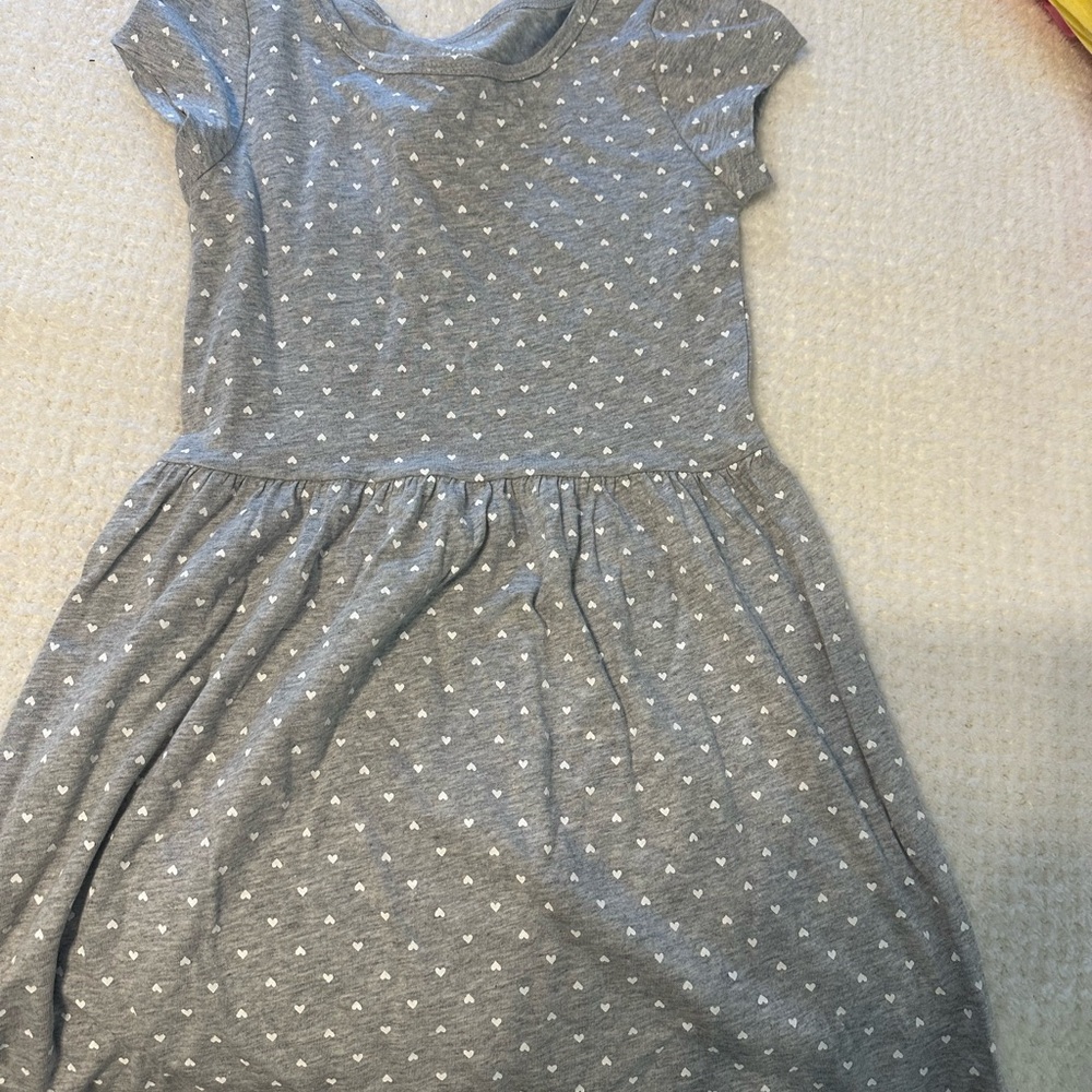 Gray Heart Pattern Kids Dress